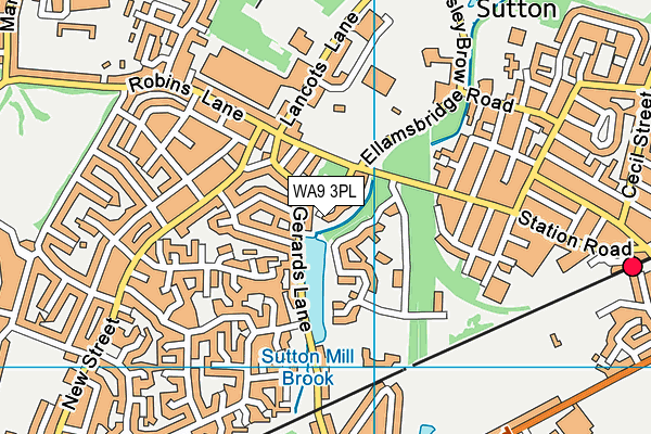 WA9 3PL map - OS VectorMap District (Ordnance Survey)