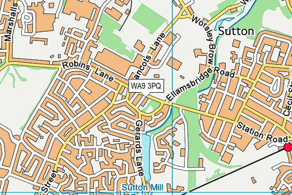 WA9 3PQ map - OS VectorMap District (Ordnance Survey)