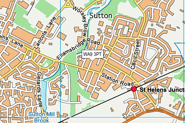 WA9 3PT map - OS VectorMap District (Ordnance Survey)