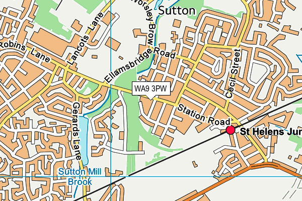 WA9 3PW map - OS VectorMap District (Ordnance Survey)