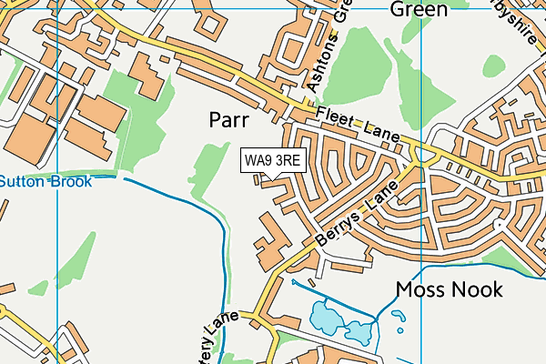 WA9 3RE map - OS VectorMap District (Ordnance Survey)