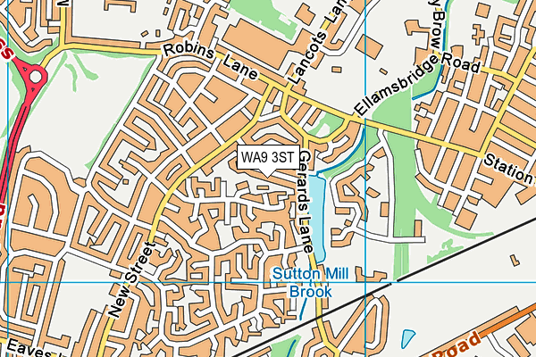 WA9 3ST map - OS VectorMap District (Ordnance Survey)