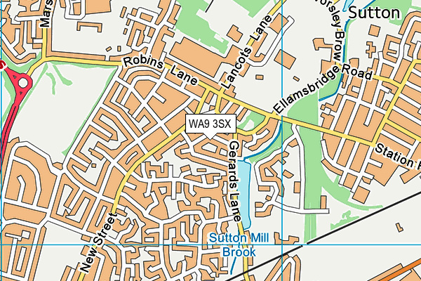 WA9 3SX map - OS VectorMap District (Ordnance Survey)