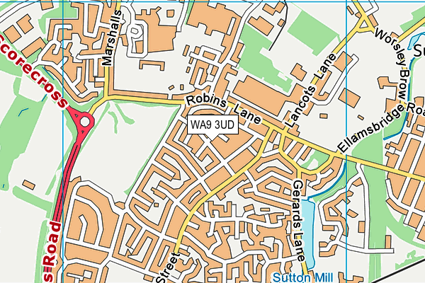 WA9 3UD map - OS VectorMap District (Ordnance Survey)
