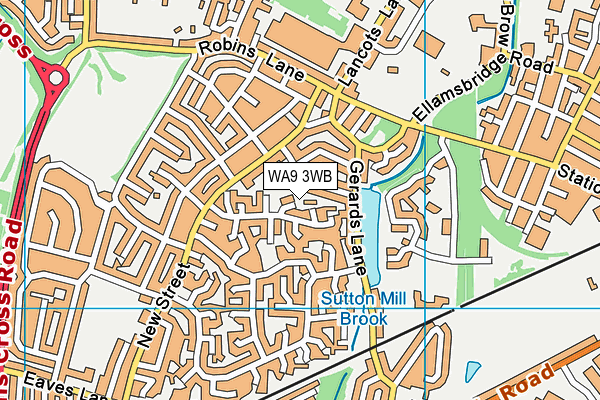 WA9 3WB map - OS VectorMap District (Ordnance Survey)
