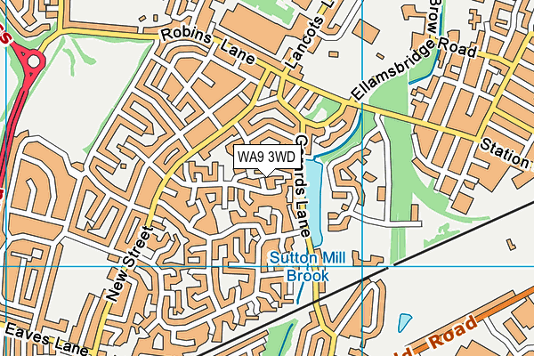 WA9 3WD map - OS VectorMap District (Ordnance Survey)