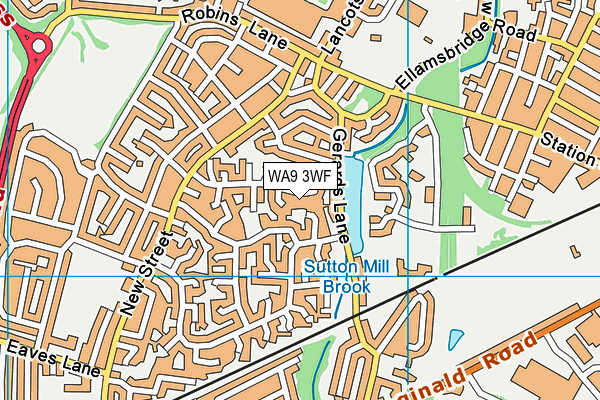 WA9 3WF map - OS VectorMap District (Ordnance Survey)