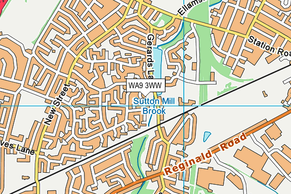 WA9 3WW map - OS VectorMap District (Ordnance Survey)