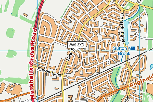 WA9 3XD map - OS VectorMap District (Ordnance Survey)