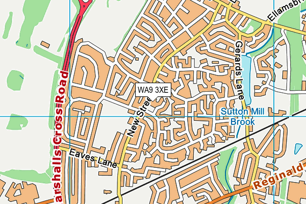 WA9 3XE map - OS VectorMap District (Ordnance Survey)
