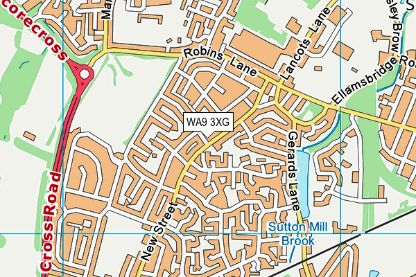 WA9 3XG map - OS VectorMap District (Ordnance Survey)