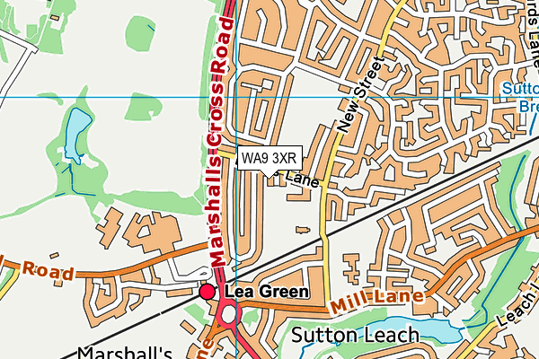 WA9 3XR map - OS VectorMap District (Ordnance Survey)