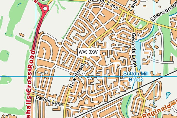 WA9 3XW map - OS VectorMap District (Ordnance Survey)
