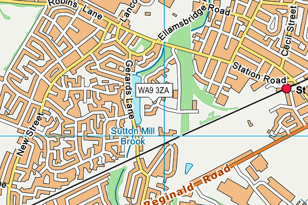 WA9 3ZA map - OS VectorMap District (Ordnance Survey)