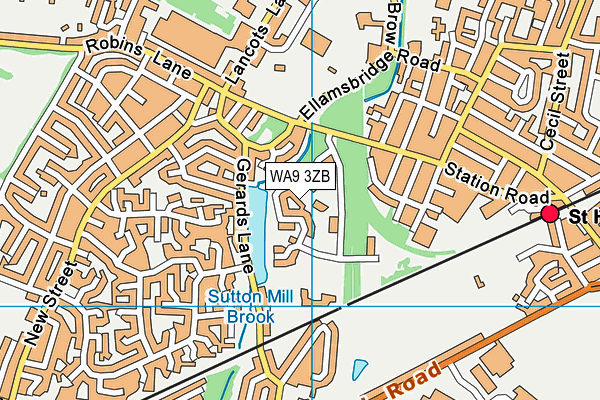 WA9 3ZB map - OS VectorMap District (Ordnance Survey)