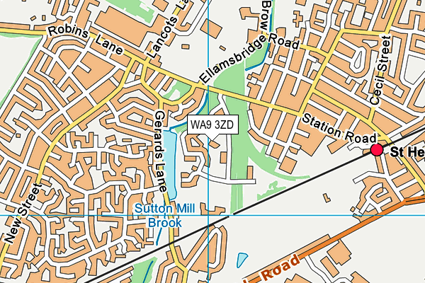 WA9 3ZD map - OS VectorMap District (Ordnance Survey)