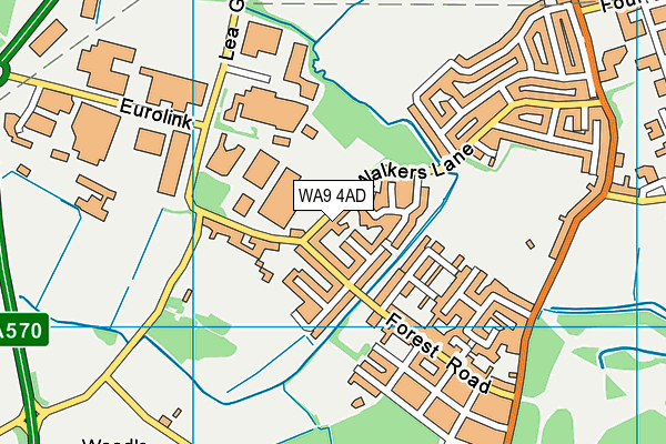 WA9 4AD map - OS VectorMap District (Ordnance Survey)
