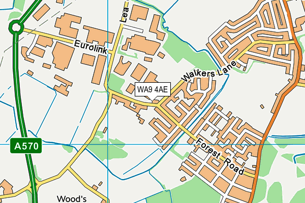 WA9 4AE map - OS VectorMap District (Ordnance Survey)