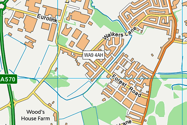 WA9 4AH map - OS VectorMap District (Ordnance Survey)