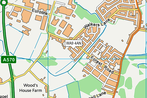 WA9 4AN map - OS VectorMap District (Ordnance Survey)