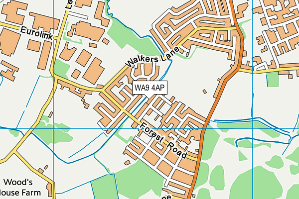 WA9 4AP map - OS VectorMap District (Ordnance Survey)