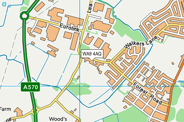 WA9 4AQ map - OS VectorMap District (Ordnance Survey)