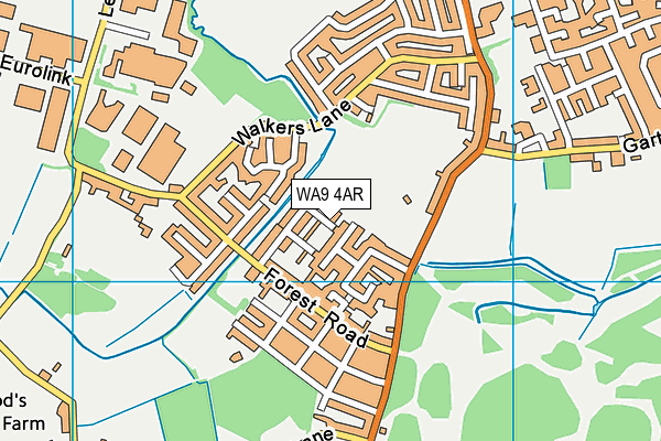 WA9 4AR map - OS VectorMap District (Ordnance Survey)