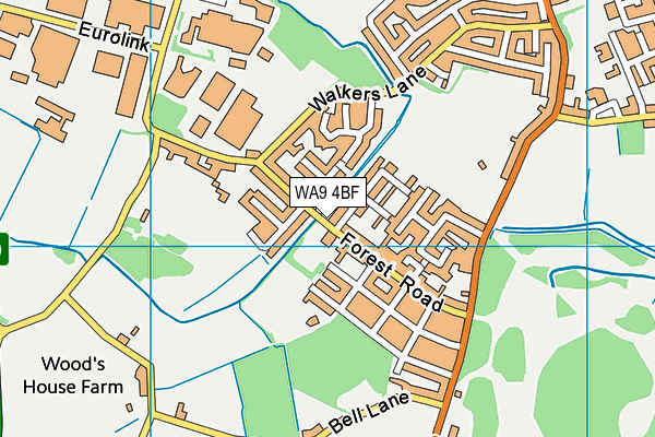 WA9 4BF map - OS VectorMap District (Ordnance Survey)