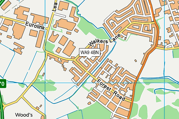 WA9 4BN map - OS VectorMap District (Ordnance Survey)