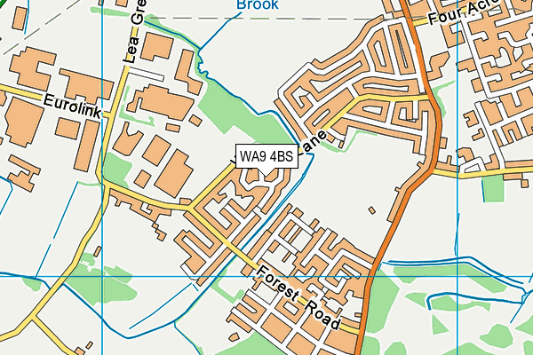 WA9 4BS map - OS VectorMap District (Ordnance Survey)
