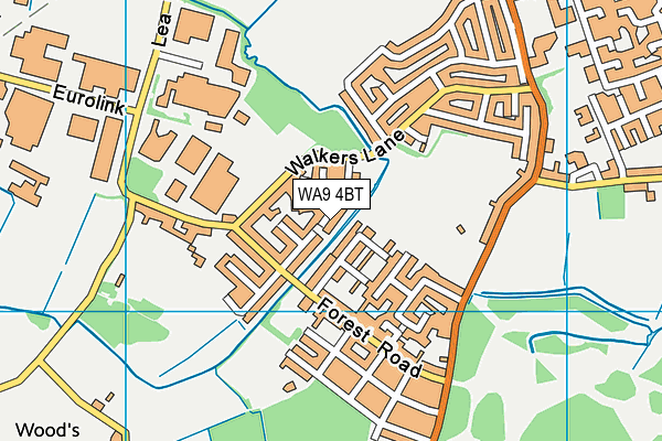 WA9 4BT map - OS VectorMap District (Ordnance Survey)