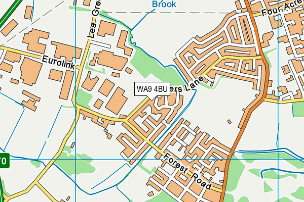 WA9 4BU map - OS VectorMap District (Ordnance Survey)