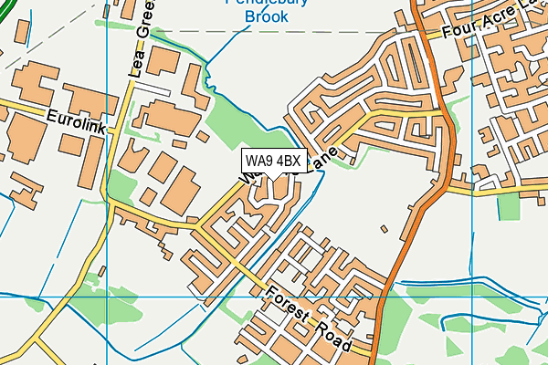 WA9 4BX map - OS VectorMap District (Ordnance Survey)
