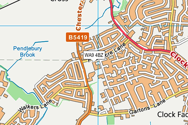 WA9 4BZ map - OS VectorMap District (Ordnance Survey)