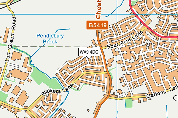 WA9 4DG map - OS VectorMap District (Ordnance Survey)