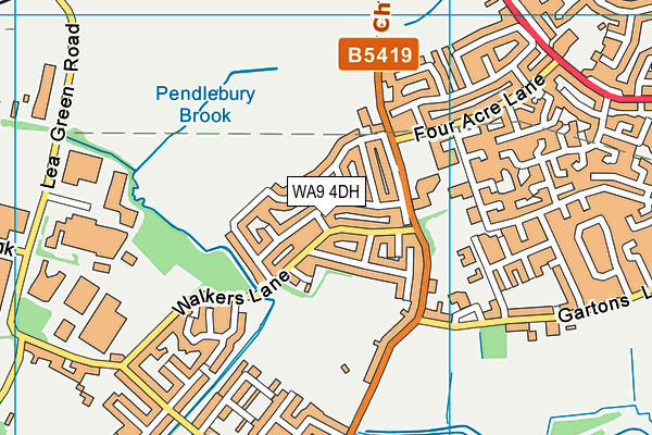 WA9 4DH map - OS VectorMap District (Ordnance Survey)
