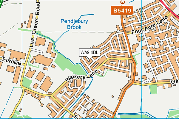 WA9 4DL map - OS VectorMap District (Ordnance Survey)