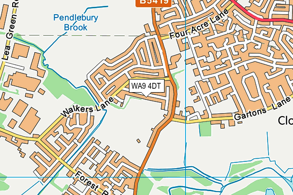 WA9 4DT map - OS VectorMap District (Ordnance Survey)