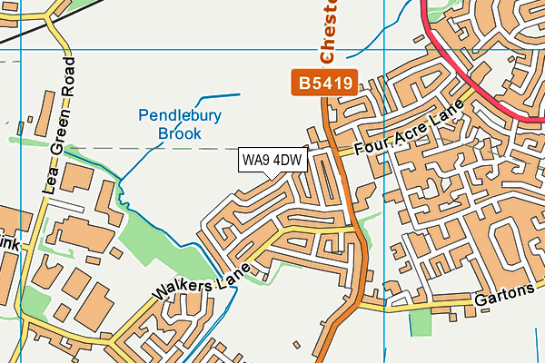WA9 4DW map - OS VectorMap District (Ordnance Survey)