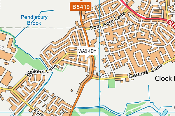 WA9 4DY map - OS VectorMap District (Ordnance Survey)