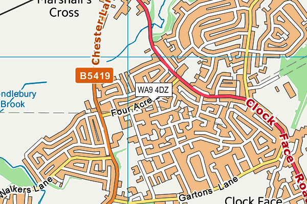 WA9 4DZ map - OS VectorMap District (Ordnance Survey)