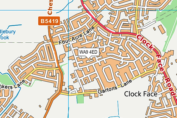 WA9 4ED map - OS VectorMap District (Ordnance Survey)