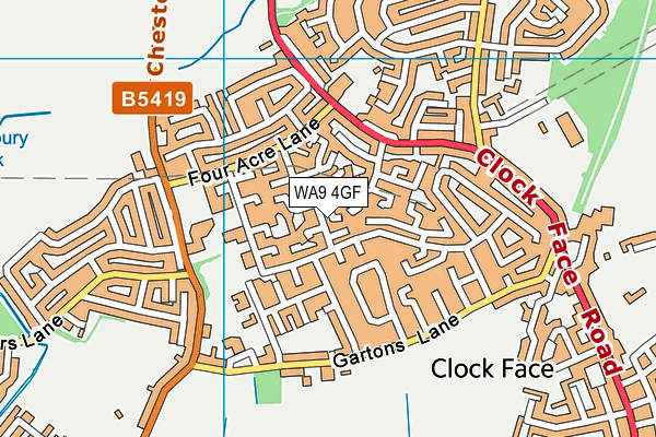 WA9 4GF map - OS VectorMap District (Ordnance Survey)