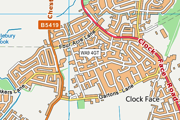 WA9 4GT map - OS VectorMap District (Ordnance Survey)