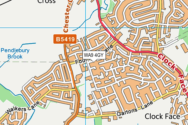 WA9 4GY map - OS VectorMap District (Ordnance Survey)