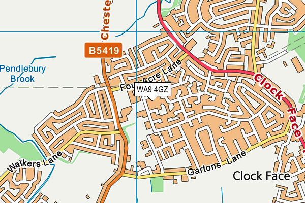 WA9 4GZ map - OS VectorMap District (Ordnance Survey)