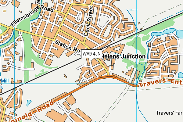 WA9 4JN map - OS VectorMap District (Ordnance Survey)