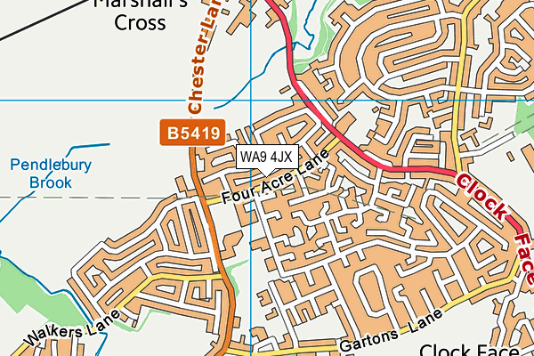 WA9 4JX map - OS VectorMap District (Ordnance Survey)