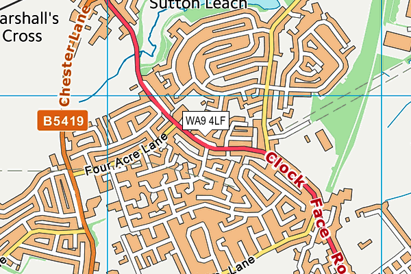 WA9 4LF map - OS VectorMap District (Ordnance Survey)