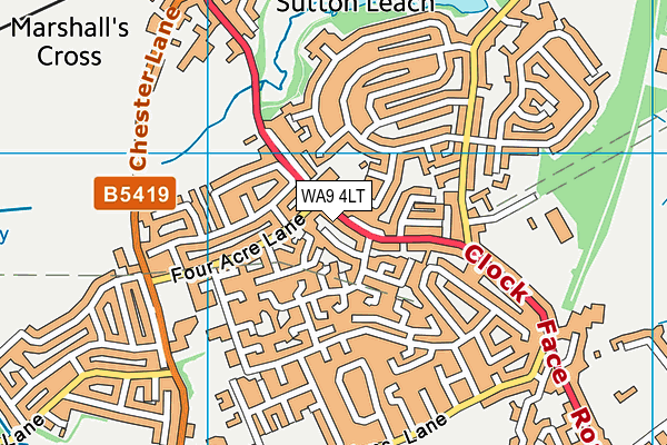 WA9 4LT map - OS VectorMap District (Ordnance Survey)